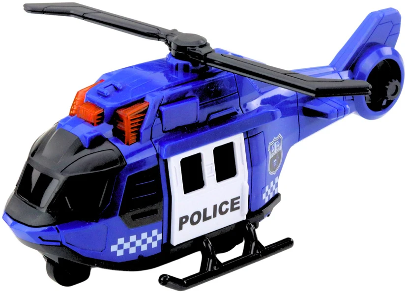 Lean Toys Policijos sunkvežimis su sraigtasparniu ir automobiliu, 53 cm