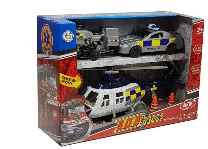 Lean Toys Policijos transporto priemonių rinkinys su šviesomis ir garsais