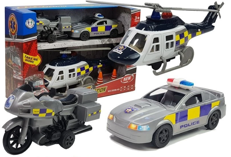 Lean Toys Policijos transporto priemonių rinkinys su šviesomis ir garsais