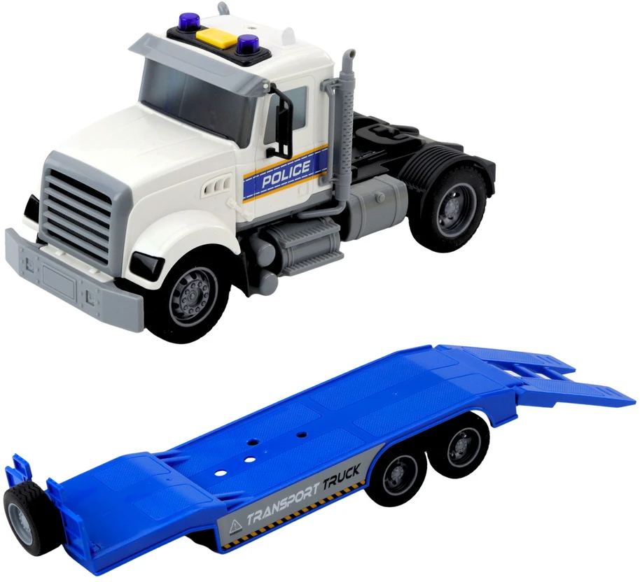 Lean Toys Policijos transportavimo sunkvežimis su sraigtasparniu, 46x14x9 cm
