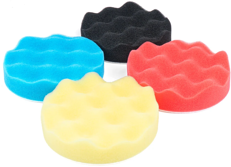 Poliravimo kempinių rinkinys su „velcro“ tvirtinimu, 4 vnt., 125 mm AMIO-03710