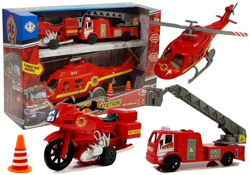Žaislinis ugniagesių gelbėtojų transporto priemonių rinkinys Lean Toys, 5 d.