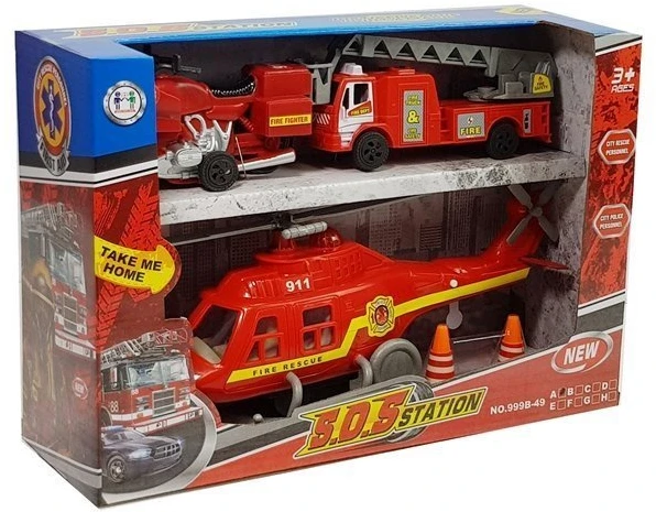 Žaislinis ugniagesių gelbėtojų transporto priemonių rinkinys Lean Toys, 5 d.
