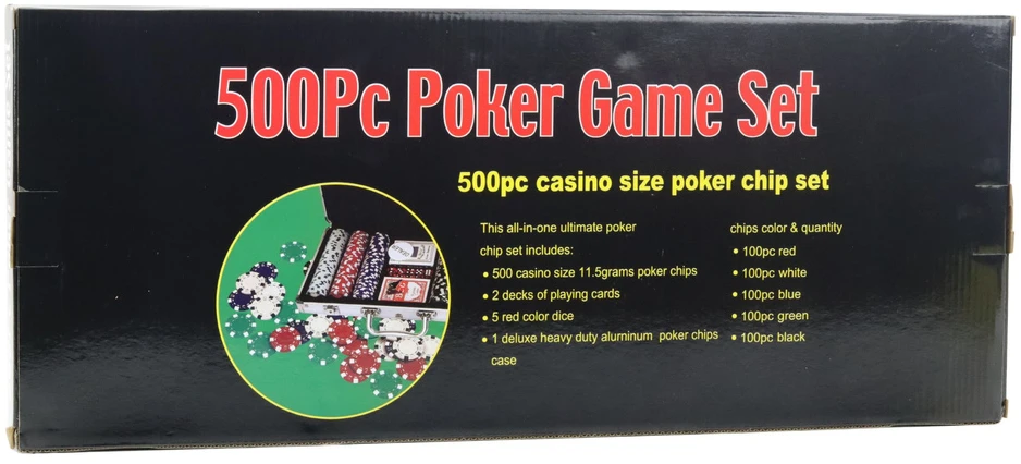 Lean Toys Pokerio rinkinys su aliuminio dėklu, 500 dalių