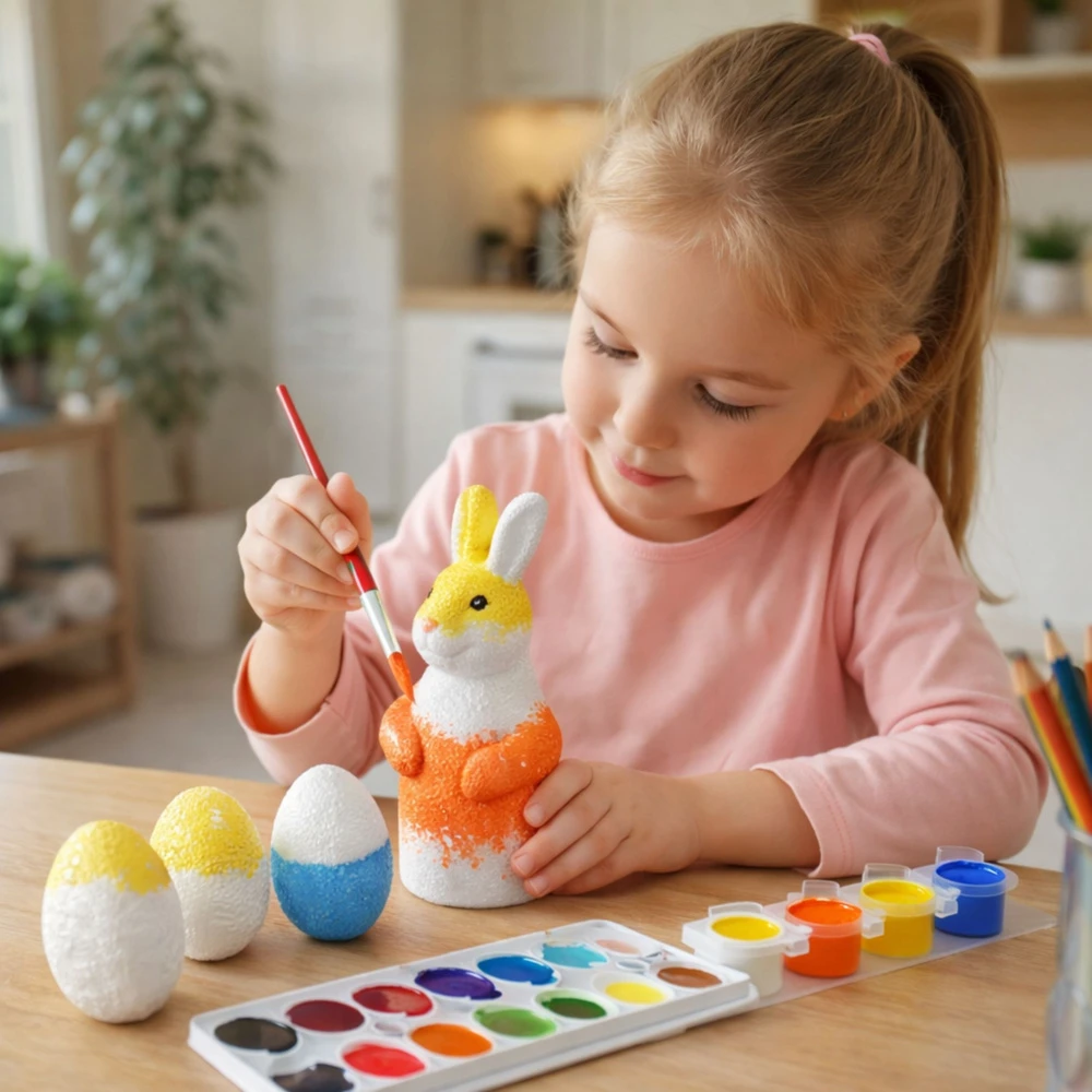 Lean Toys Rinkinys Putplasčio dekoracijų rinkinys, 4 zuikučiai, teptukas