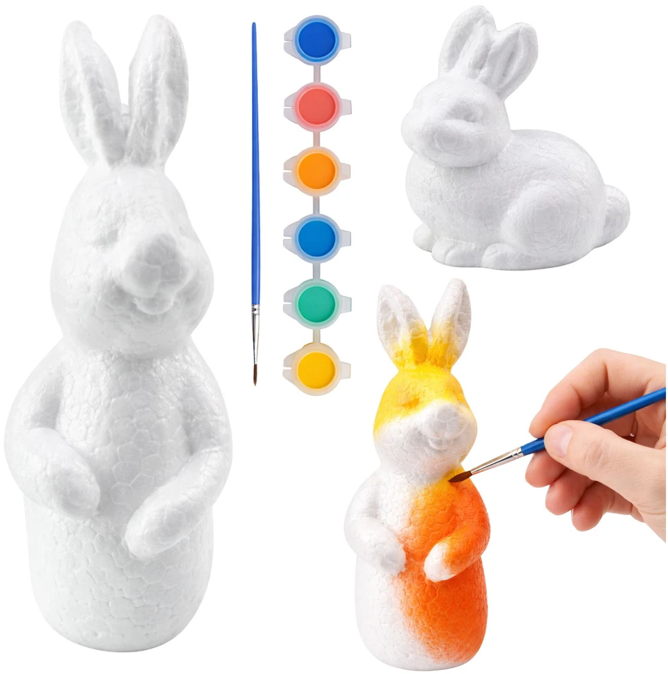 Lean Toys Rinkinys Putplasčio dekoracijų rinkinys, 4 zuikučiai, teptukas