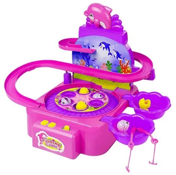 Lean Toys Šeimyninis žvejybinis žaidimas "Delfinų parkas", rožinis