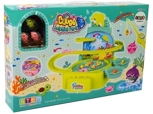 Lean Toys Šeimyninis žvejybinis žaidimas "Delfinų parkas", rožinis