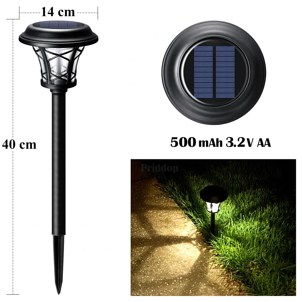Zestaw Saulės energija varomų sodo lempų rinkinys, įmontuojamas, atsparus vandeniui, 40 cm, lauko, 8 vnt.