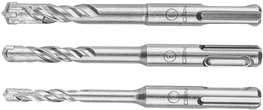 Zestaw Rinkinys SDS Plus betono grąžtų rinkinys, quatro, 3 vnt. rinkinys - 6, 8, 10 x 110 mm
