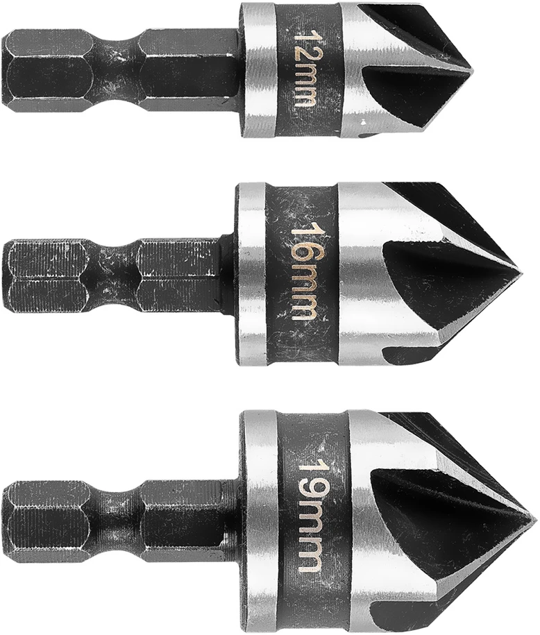 Grąžtas Zestaw Rinkinys Šešiakampių nuožulnų rinkinys, 12, 16, 19 mm, 3 vnt. rinkinys