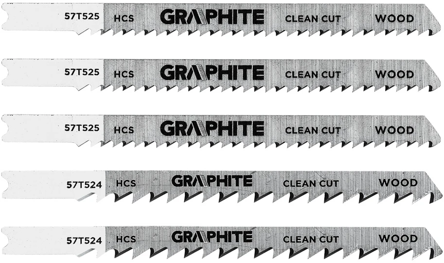 Graphite Rinkinys Siaurapjūklio ašmenų rinkinys, 6 TPI, 10 TPI, HCS, U formos kotas, 5 vnt.
