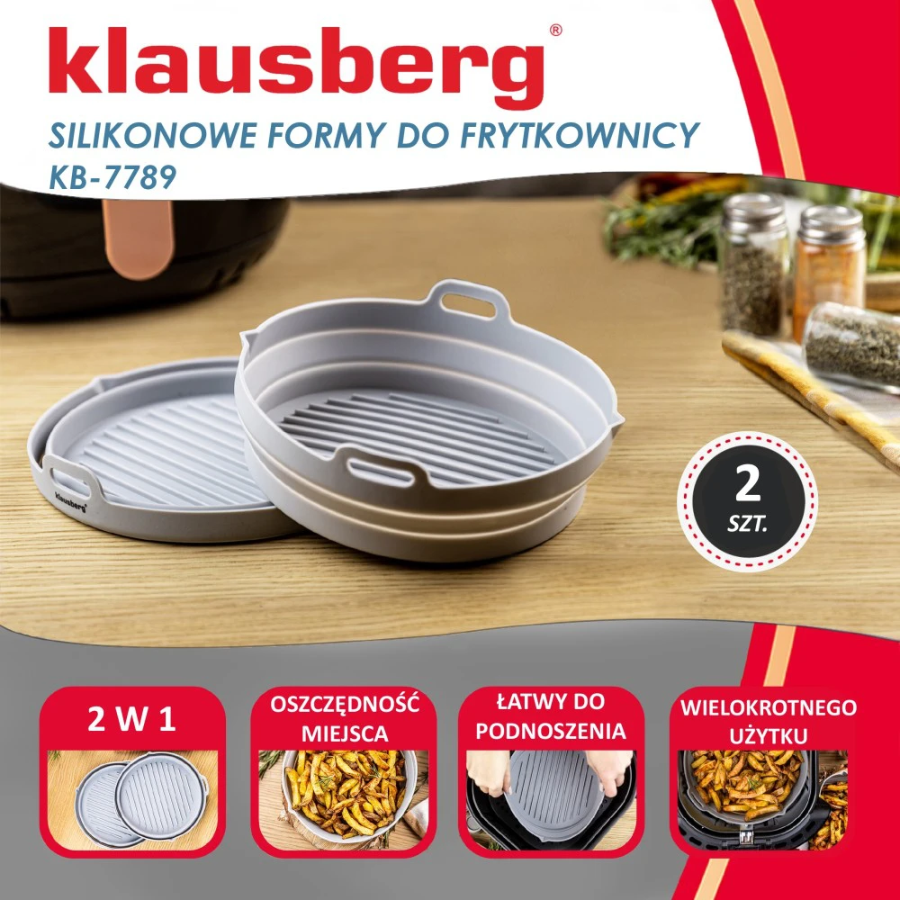 Rinkinys Silikoninių įdėklų rinkinys kepimui gruzdintuvėje, 20 cm skersmens, 2 vnt., Klausberg, kb-7789