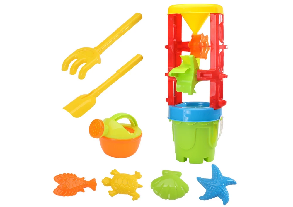 Lean Toys Smėlio žaislų rinkinys su malūnėliu ir kibirėliu
