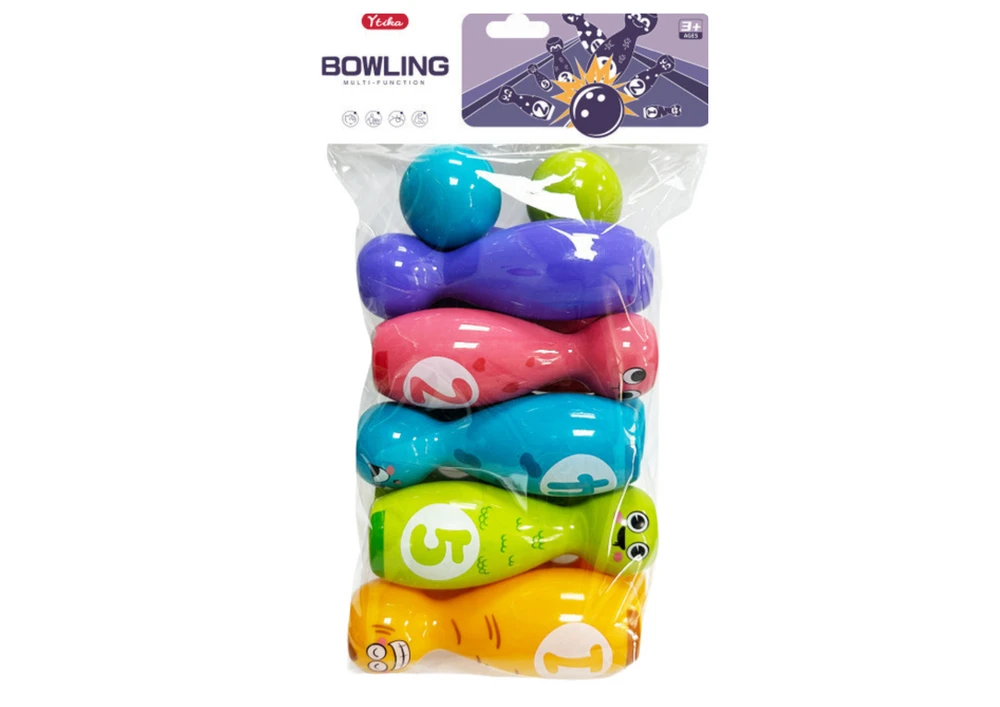 Lean Toys Vaikų boulingo rinkinys su spalvotais veidukais