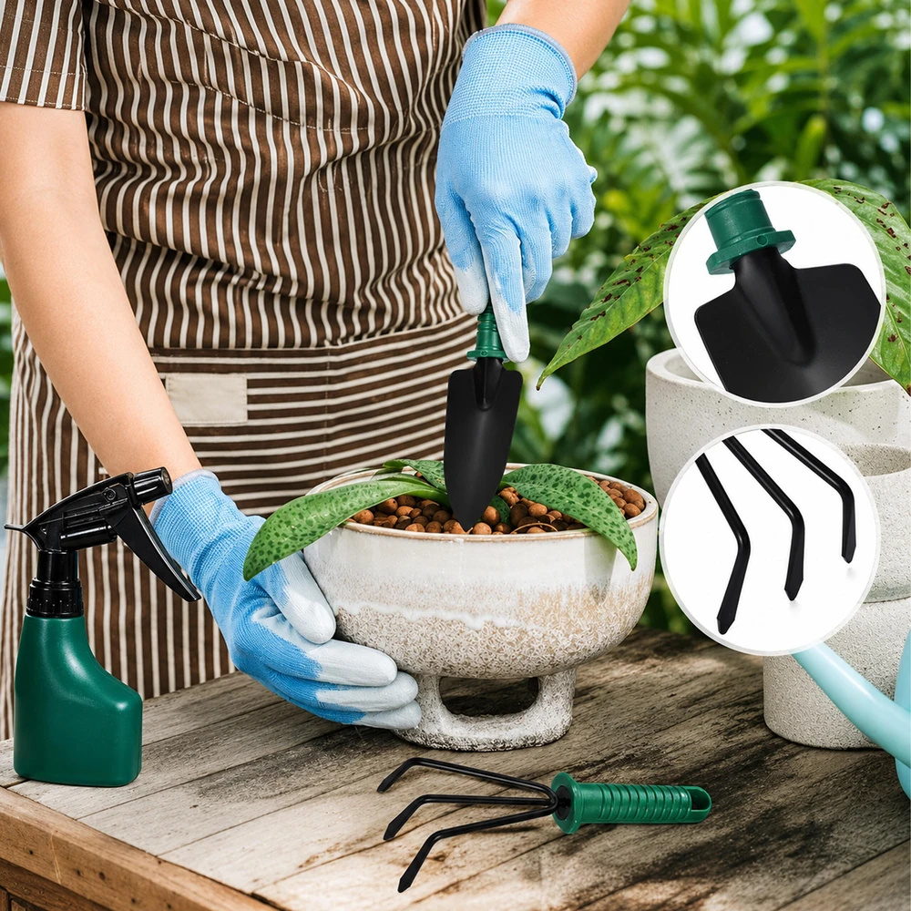 Zestaw Sodo įrankių rinkinys dėkle, 10 dalių, sodo įrankiai
