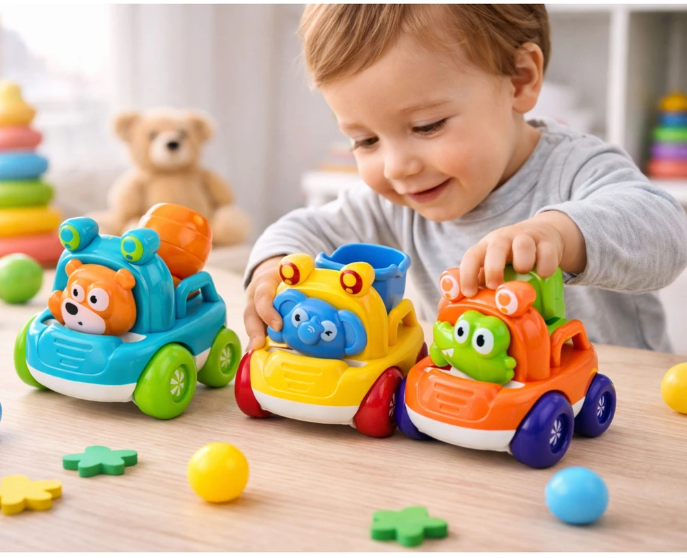 Lean Toys Žaisliniai statybiniai automobiliai vaikams 3 vnt.