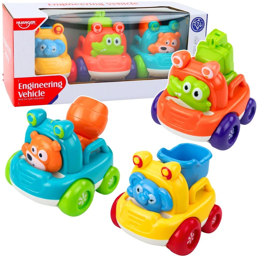 Lean Toys Žaisliniai statybiniai automobiliai vaikams 3 vnt.