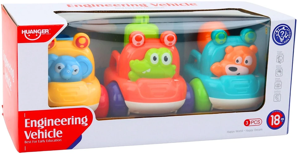 Lean Toys Žaisliniai statybiniai automobiliai vaikams 3 vnt.
