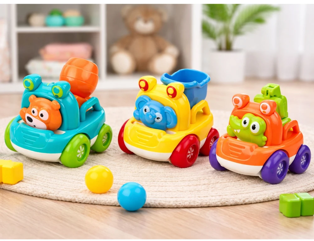 Lean Toys Žaisliniai statybiniai automobiliai vaikams 3 vnt.