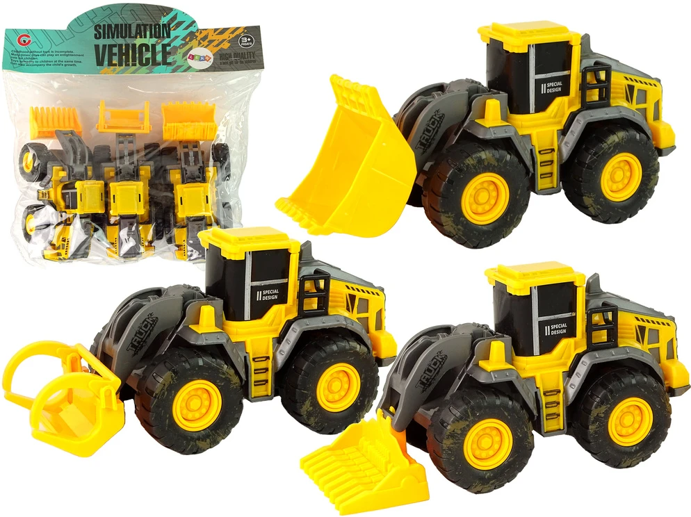 Žaislinis statybinių transporto priemonių rinkinys Lean Toys, geltonas, 3vnt.