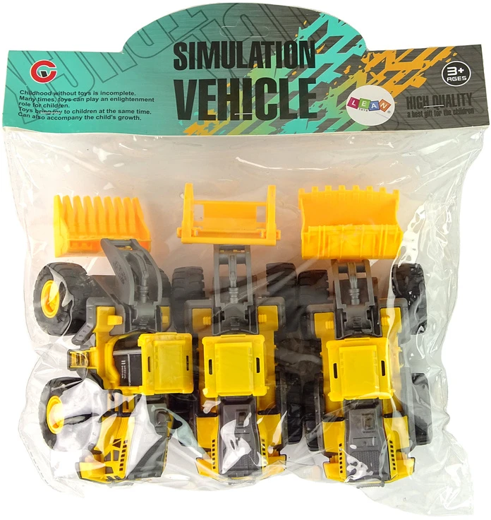 Žaislinis statybinių transporto priemonių rinkinys Lean Toys, geltonas, 3vnt.
