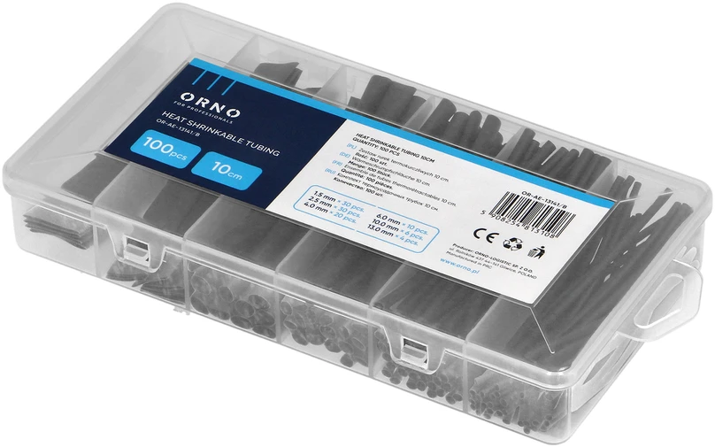 Orno Rinkinys Susitraukiančių vamzdelių rinkinys, 100 vnt., juodos spalvos