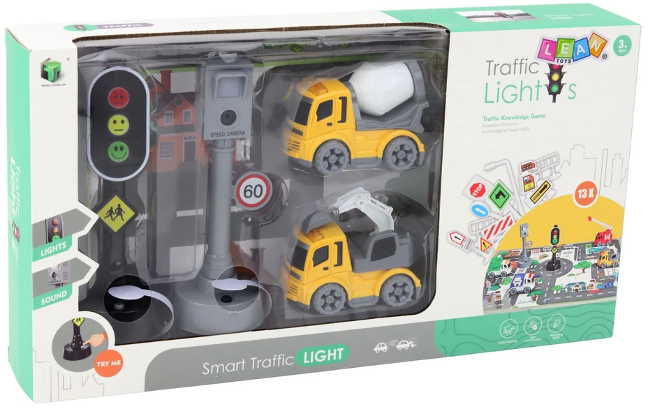 Lean Toys Šviesoforų rinkinys su automobiliukais