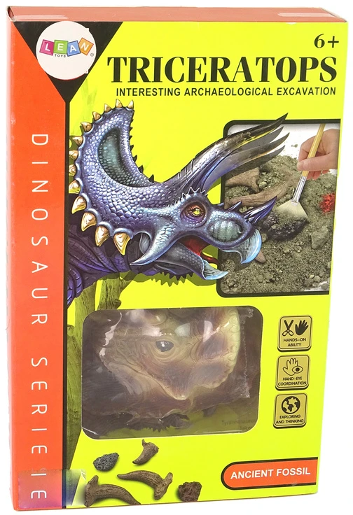 Edukacinis rinkinys Lean Toys Dinozauras Triceratopsas, 14x11 cm