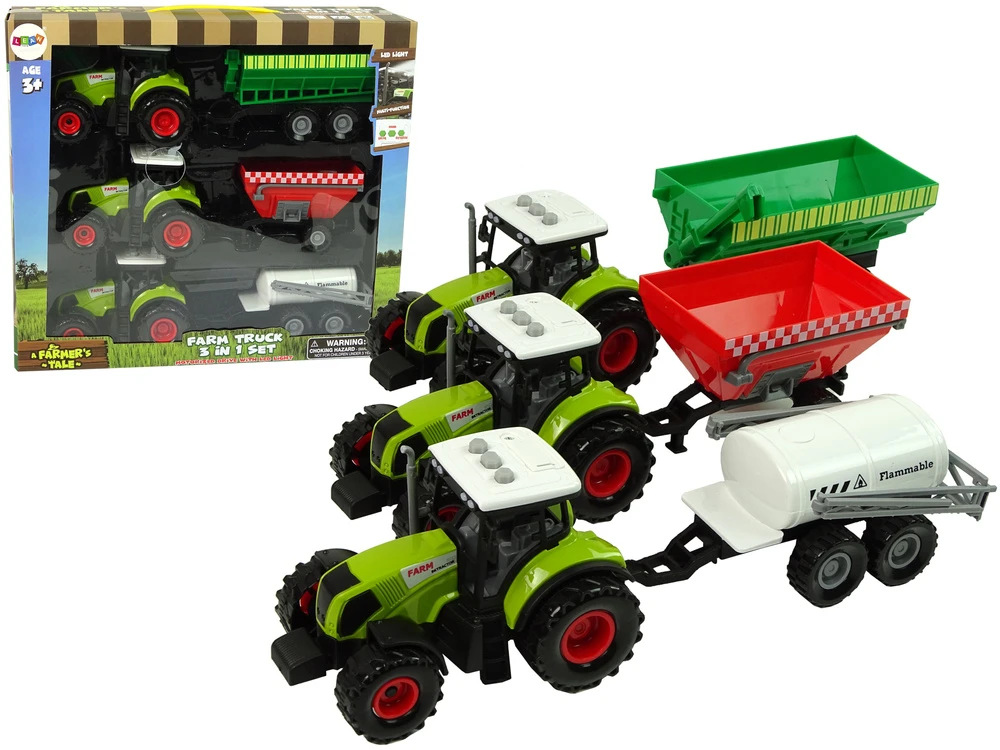 Žaislinių traktorių su priekabomis rinkinys berniukams Lean Toys