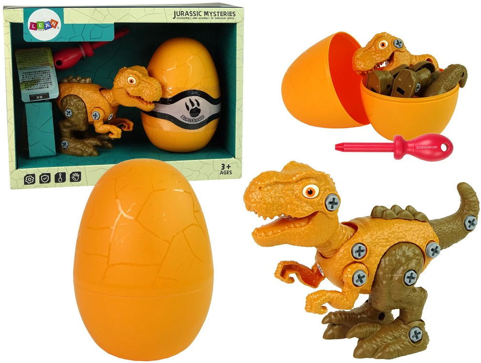 Zestaw Žaislinis dinozaurų rinkinys su atsuktuvu Lean Toys, geltonas
