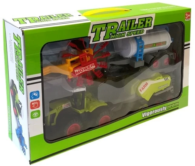 Lean Toys Ūkininko transporto priemonių rinkinys – traktorius su priedais