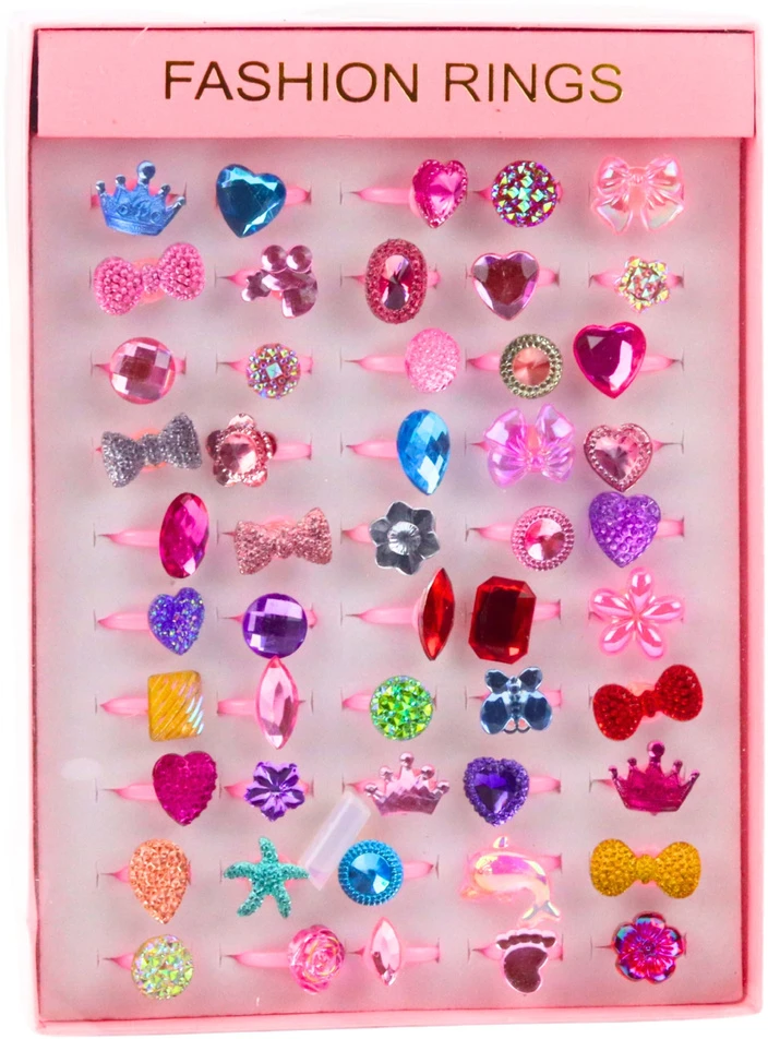 Lean Toys Vaikiškų žiedų rinkinys 50 vnt plastikiniai