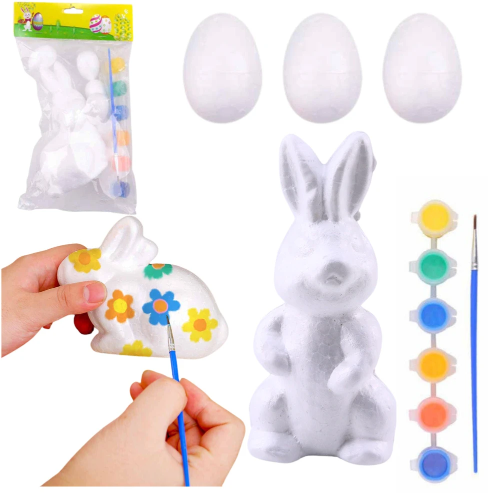 Lean Toys Putplasčio Velykų dekoravimo rinkinys kiškutis ir 3 kiaušiniai 7854