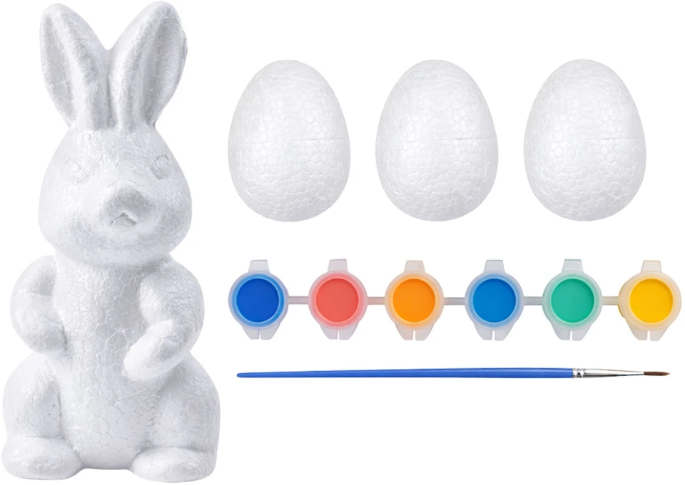 Lean Toys Putplasčio Velykų dekoravimo rinkinys kiškutis ir 3 kiaušiniai 7854