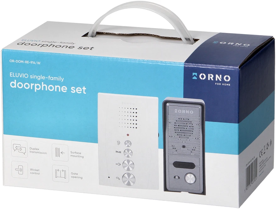 Orno Rinkinys Vienos šeimos domofono komplektas, be ragelio, baltas, ELUVIO