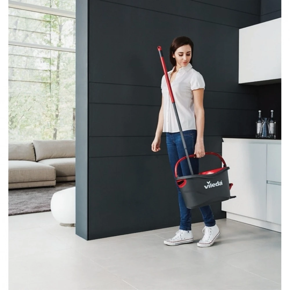 Vileda Easy Wring & Clean Turbo Grindų plovimo šluota su besisukančiu gręžtuvu | Teleskopinė rankena 85 – 123 cm