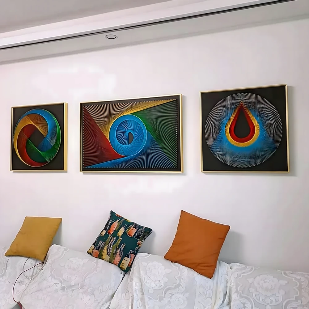Zestaw Rinkinys Virvelių meno kūrybinis rinkinys, paveikslų rėmelis iš pintų siūlų, 40x40 cm