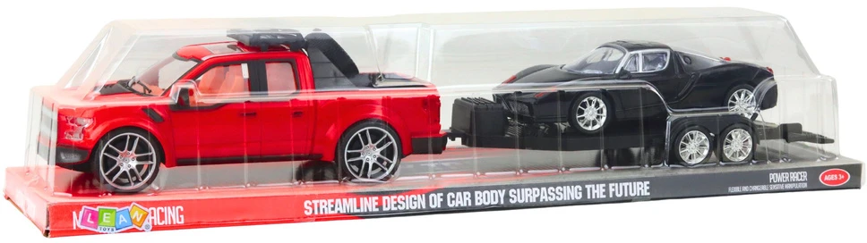 Lean Toys Visureigių Rinkinys su Automobilių Priekaba ir Sportiniu Automobiliu 58,5 cm