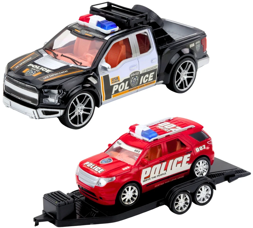 Lean Toys Policijos visureigis su vilkiku ir patruline mašina, 60x11.5x10.5 cm