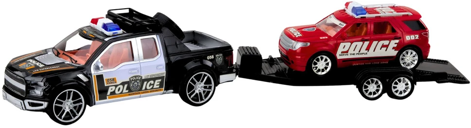 Lean Toys Policijos visureigis su vilkiku ir patruline mašina, 60x11.5x10.5 cm