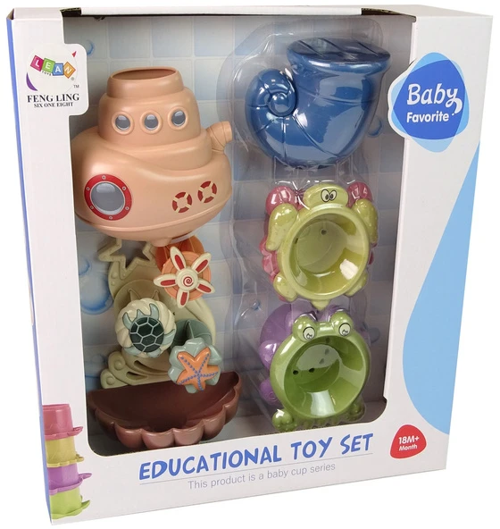 Lean Toys Vonios žaislų rinkinys Laivas su kriokliu