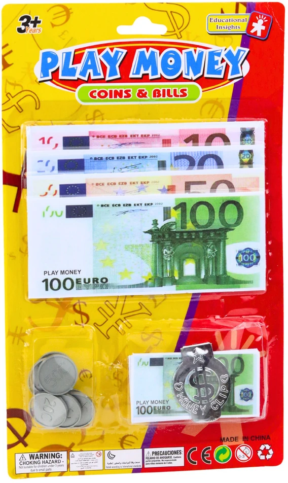 Lean Žaisliniai Euro Banknotai ir Monetos Rinkinys