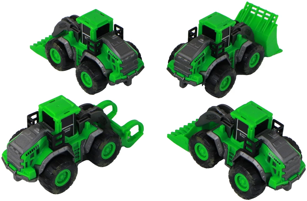 Žaislinių traktorių rinkinys Lean Toys, žalias/juodas, 13x6x5 cm, 4 d