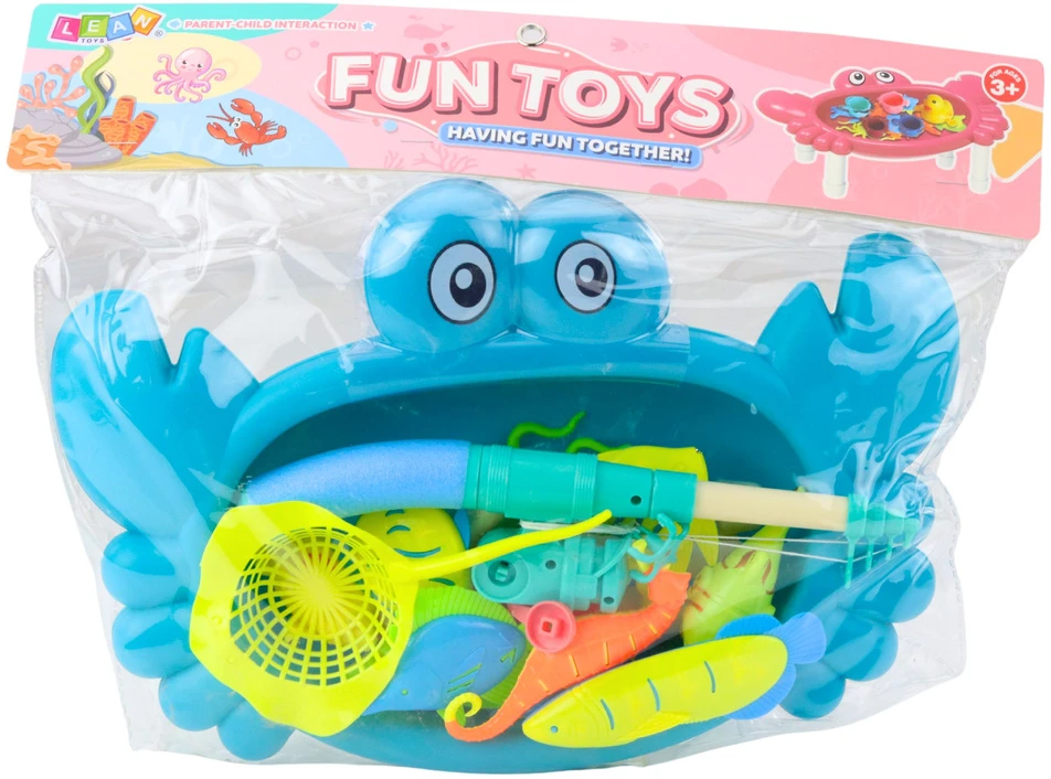 Lean Toys Žaidimų stalas vaikams vėžlio formos su žvejybos rinkiniu, mėlynas