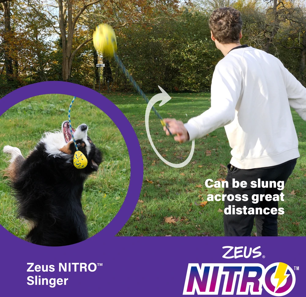 Zeus Nitro - Pasvertas Slingeris su Virve - Ryškiai Geltonas ir Mėlynas - 9.2cm