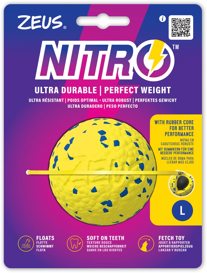 Zeus Nitro - Svorinis Kamuolys - Geltonas ir Mėlynas - Didelis, Ø7.6cm