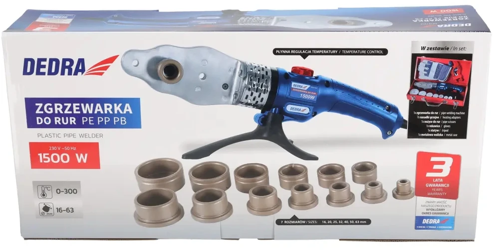 DEDRA PVC VAMZDŽIŲ SANTRAUKIMO MAŠINA 1500W + PRIEDAI + DĖKLAS