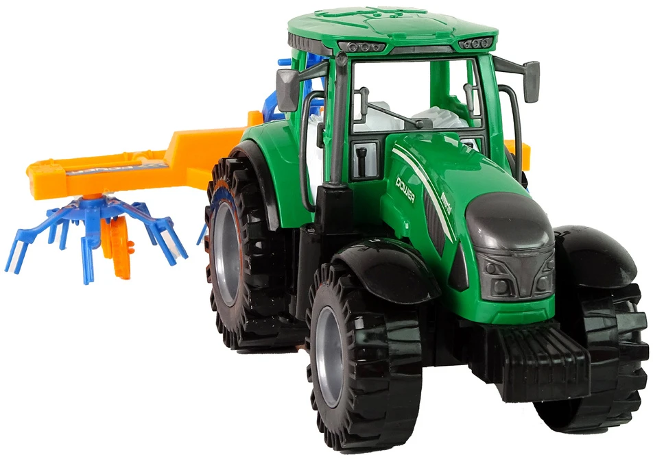 Traktorius su grėbliu Lean Toys, žalias