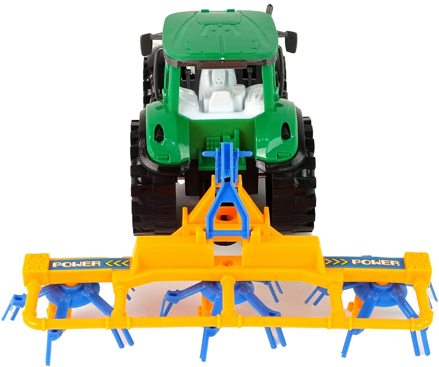 Traktorius su grėbliu Lean Toys, žalias